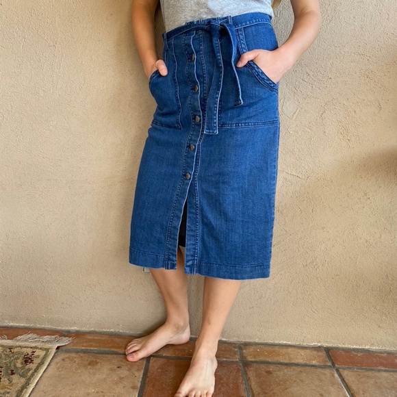 Vero Moda Denim Pencil Skirt with Buttons - Picture 1 of 6